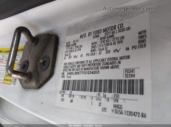 NM0LS6E77G1234203 2016 FORD TRANSIT CONNECT White Vista del compartimento del motor