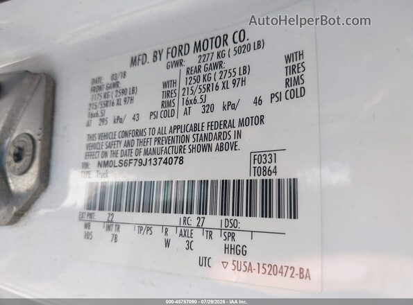 NM0LS6F79J1374078 2018 FORD TRANSIT CONNECT Red Vista del compartimento del motor