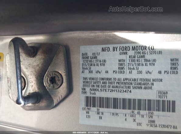 NM0LS7E72H1323474 2017 FORD TRANSIT CONNECT Silver Engine compartment view