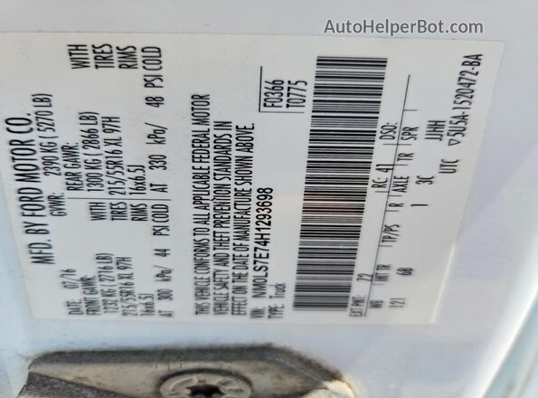 NM0LS7E74H1293698 2017 FORD TRANSIT White VIN sticker view