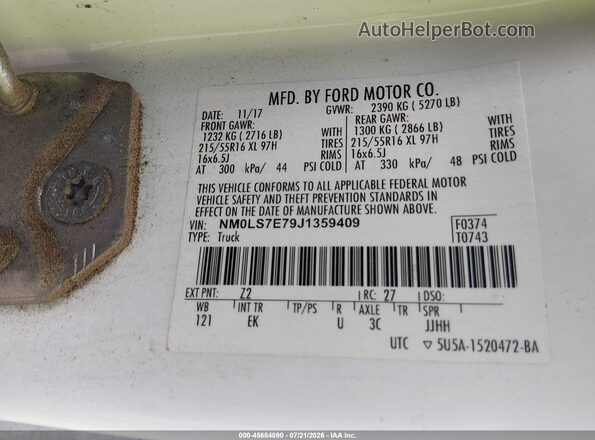 NM0LS7E79J1359409 2018 FORD TRANSIT CONNECT White Շարժիչի բաժամունքի տեսք