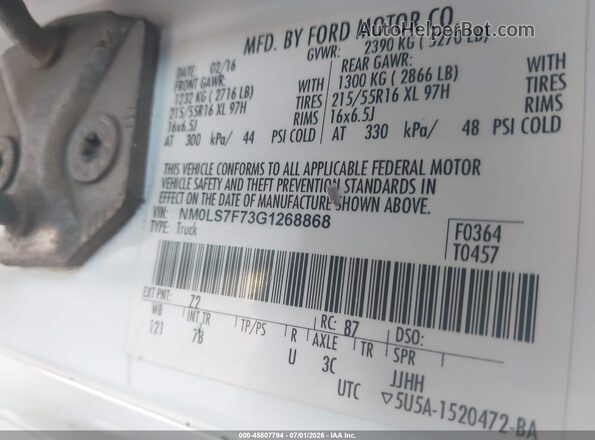 NM0LS7F73G1268868 2016 FORD TRANSIT CONNECT White Շարժիչի բաժամունքի տեսք
