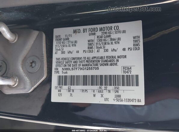 NM0LS7F79G1255705 2016 FORD TRANSIT CONNECT Black Vista del compartimento del motor