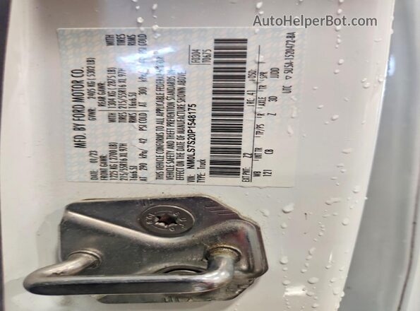 NM0LS7S20P1548175 2023 FORD TRANSIT White VIN կոդի պիտակի տեսք