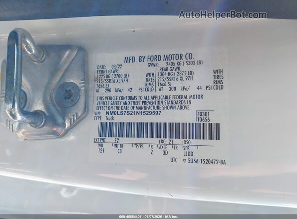 NM0LS7S21N1529597 2022 FORD TRANSIT CONNECT White Vista del compartimento del motor