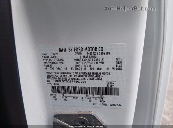 NM0LS7S27P1567029 2023 FORD TRANSIT CONNECT White ძრავის განყოფილების ხედი