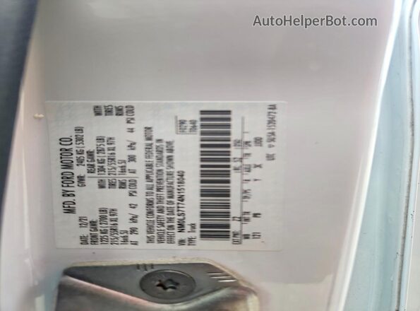 NM0LS7T74N1518040 2022 FORD TRANSIT White Սալոնի 360 աստիճան տեսք