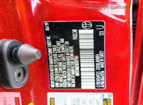 NMTKHMBX0KR093961 2019 TOYOTA C-HR Красный Вид наклейки с VIN-кодом