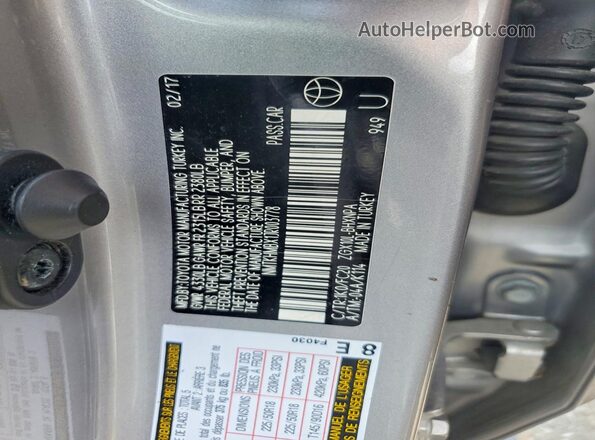 NMTKHMBX1JR003778 2018 TOYOTA C-HR Серый Вид наклейки с VIN-кодом