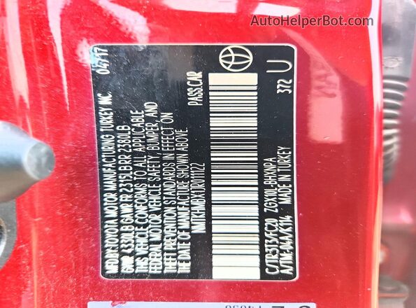 NMTKHMBX1JR011122 2018 TOYOTA C-HR Red ძრავის განყოფილების ხედი