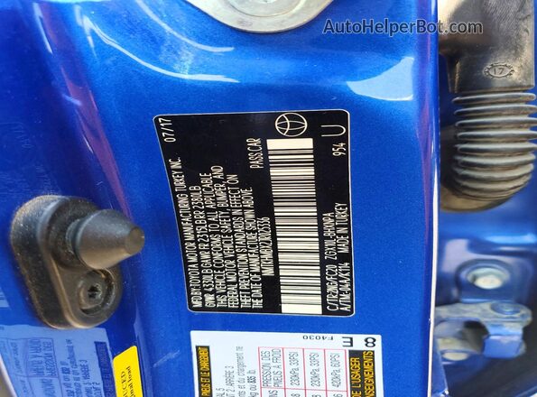 NMTKHMBX2JR025336 2018 TOYOTA C-HR Blue Вид наклейки з VIN-кодом