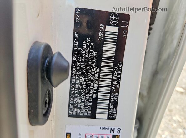NMTKHMBX2LR107067 2020 TOYOTA C-HR White Vista del compartimento del motor