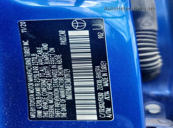 NMTKHMBX3MR119729 2021 TOYOTA C-HR Blue Вид підкапотного простору