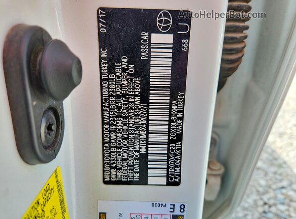 NMTKHMBX4JR027671 2018 TOYOTA C-HR White Շարժիչի բաժամունքի տեսք