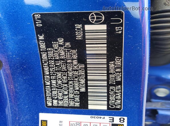 NMTKHMBX6JR057187 2018 TOYOTA C-HR Blue Vista interior de 360 grados