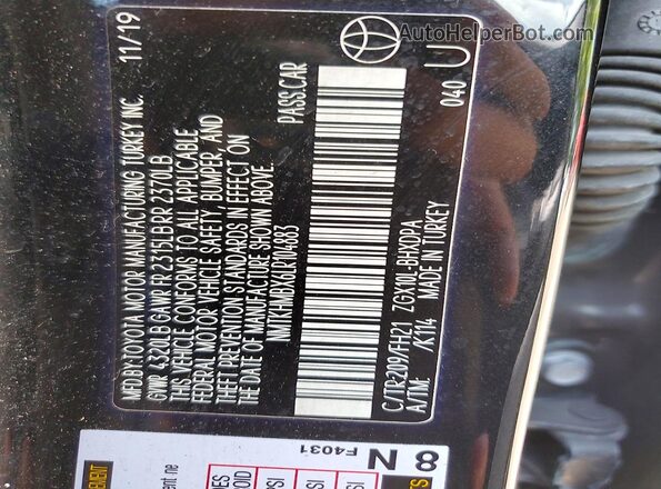 NMTKHMBX6LR104883 2020 TOYOTA C-HR Black Вид підкапотного простору