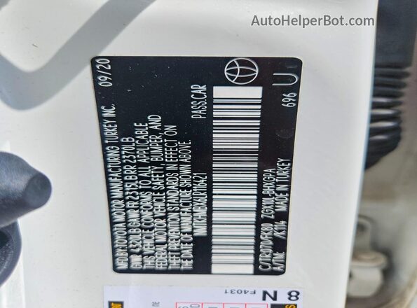 NMTKHMBX6LR116421 2020 TOYOTA C-HR White Widok komory silnika