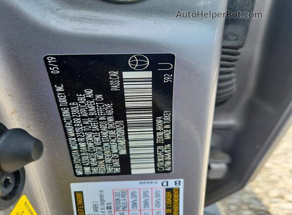 NMTKHMBX7KR092578 2019 TOYOTA C-HR Silver Engine compartment view