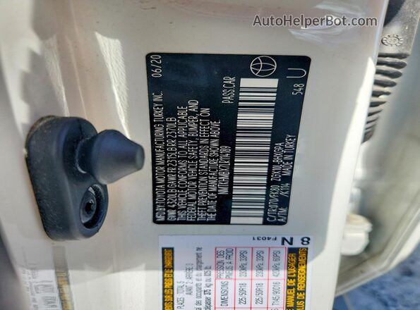 NMTKHMBX7LR114189 2020 TOYOTA C-HR White Vista de la etiqueta del VIN