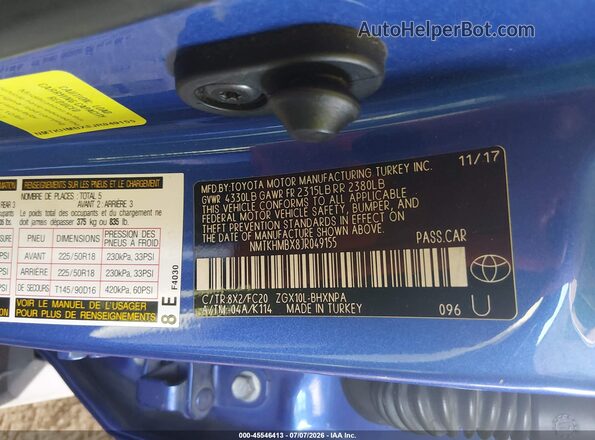 NMTKHMBX8JR049155 2018 TOYOTA C-HR Синий Вид подкапотного пространства