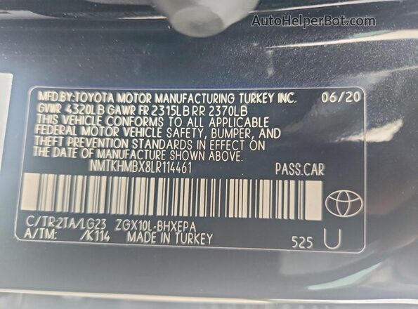 NMTKHMBX8LR114461 2020 TOYOTA C-HR Black ძრავის განყოფილების ხედი