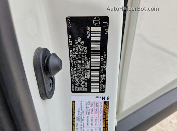 NMTKHMBX8MR130712 2021 TOYOTA C-HR White VIN կոդի պիտակի տեսք