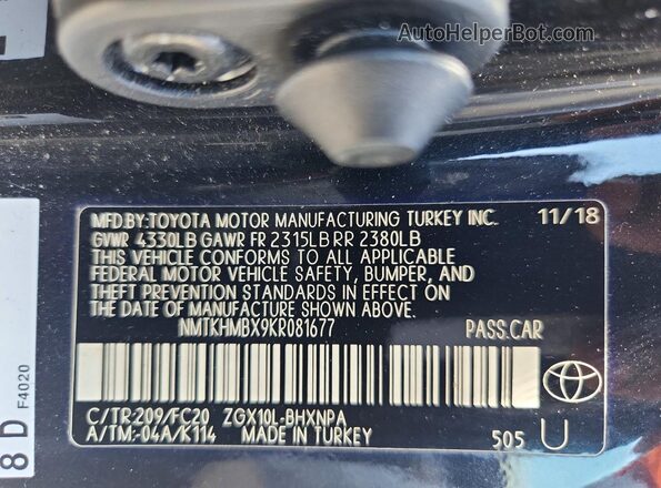 NMTKHMBX9KR081677 2019 TOYOTA C-HR Черный Вид подкапотного пространства