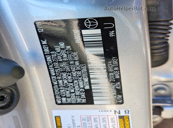 NMTKHMBX9LR106823 2020 TOYOTA C-HR Silver Engine compartment view