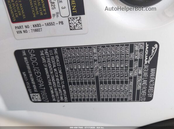 SADCJ2EX9PA716027 2023 JAGUAR F-PACE White Вид підкапотного простору
