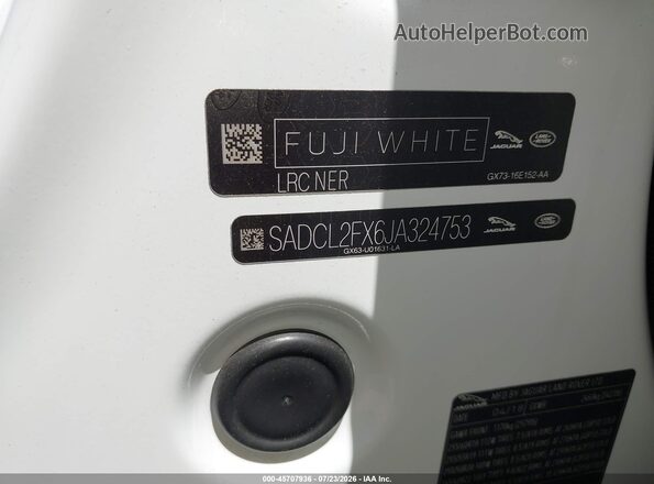 SADCL2FX6JA324753 2018 JAGUAR F-PACE White Вид підкапотного простору