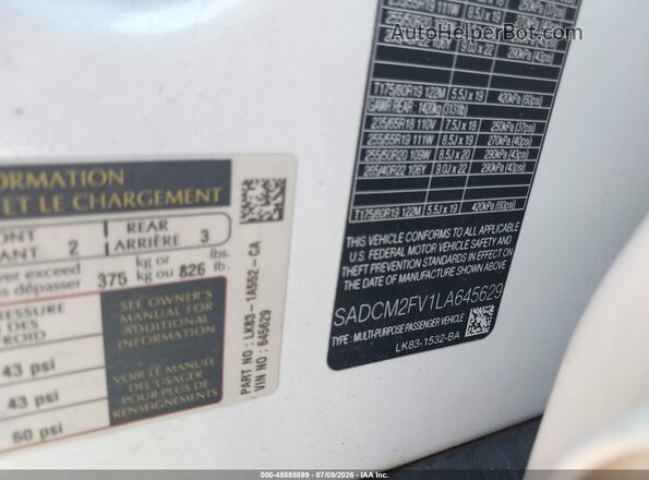 SADCM2FV1LA645629 2020 JAGUAR F-PACE White Vista del compartimento del motor