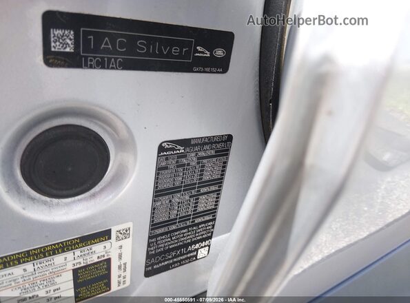 SADCS2FX1LA640440 2020 JAGUAR F-PACE Silver ძრავის განყოფილების ხედი