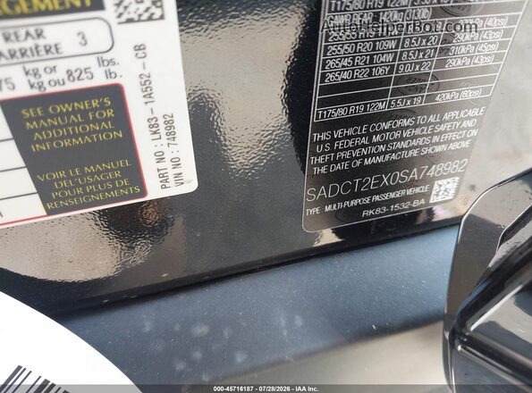 SADCT2EX0SA748982 2025 JAGUAR F-PACE Black Vista del compartimento del motor