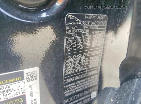 SADCT2EX1RA739749 2024 JAGUAR F-PACE Black Vista de la etiqueta del VIN