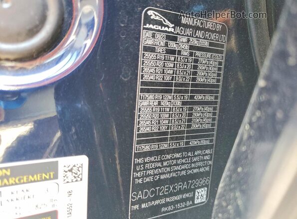 SADCT2EX3RA729966 2024 JAGUAR F-PACE Blue Widok wnętrza 360 stopni