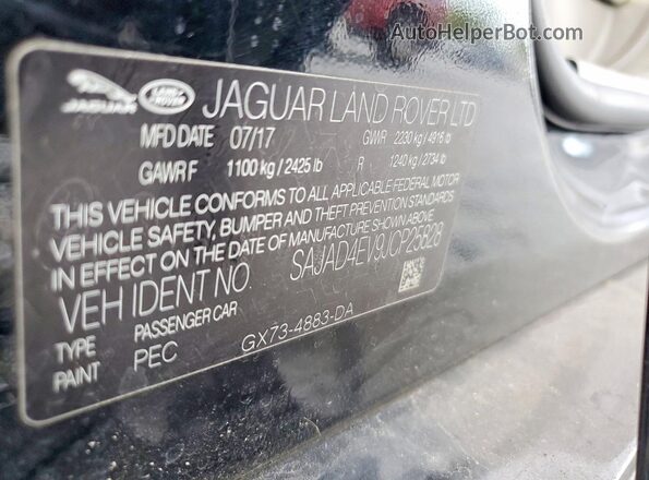 SAJAD4EV9JCP25828 2018 JAGUAR XF Black Շարժիչի բաժամունքի տեսք