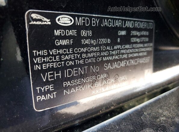 SAJAD4FX7KCP44587 2019 JAGUAR XF Черный Вид подкапотного пространства