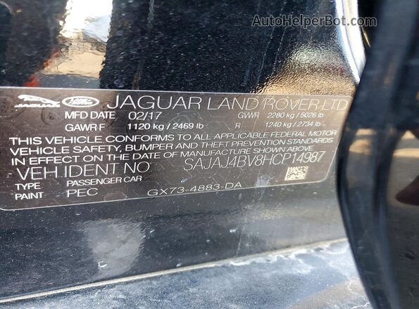 SAJAJ4BV8HCP14987 2017 JAGUAR XF Черный Вид подкапотного пространства