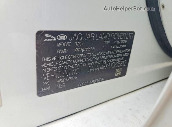 SAJAJ4FX4JCP25812 2018 JAGUAR XF White Vista del compartimento del motor