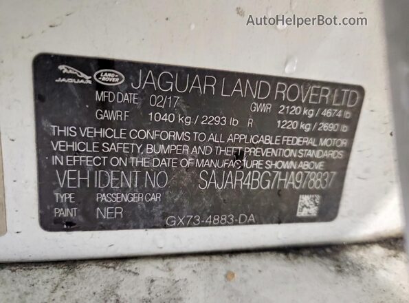 SAJAR4BG7HA978837 2017 JAGUAR XF Белый Вид подкапотного пространства