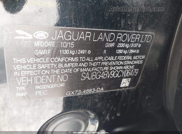 SAJBG4BV9GCY06479 2016 JAGUAR XF Black Vista del compartimento del motor