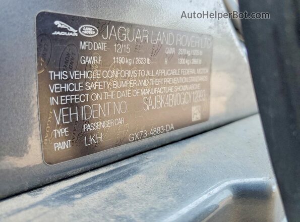 SAJBK4BV0GCY12993 2016 JAGUAR XF Серый Вид подкапотного пространства