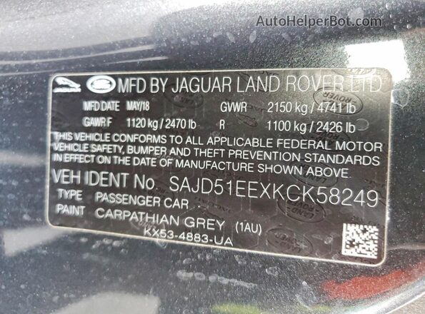 SAJD51EEXKCK58249 2019 JAGUAR F-TYPE Black Widok komory silnika