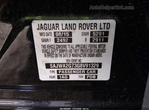 SAJWA2G73G8V91329 2016 JAGUAR XJ Black Շարժիչի բաժամունքի տեսք