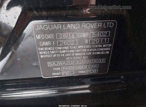 SAJWA2GE3GMW03033 2016 JAGUAR XJ Black Շարժիչի բաժամունքի տեսք