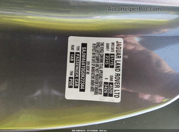 SAJWA6AT0G8K22344 2016 JAGUAR F-TYPE Gray Vista del compartimento del motor