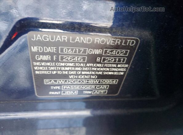 SAJWJ2GD3H8W10954 2017 JAGUAR XJL Blue Widok komory silnika