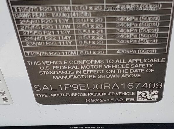 SAL1P9EU0RA167409 2024 LAND ROVER RANGE ROVER SPORT Белый Вид подкапотного пространства