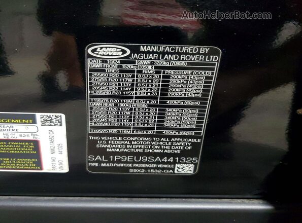 SAL1P9EU9SA441325 2025 LAND ROVER RANGE Black სალონის 360-გრადუსიანი ხედი