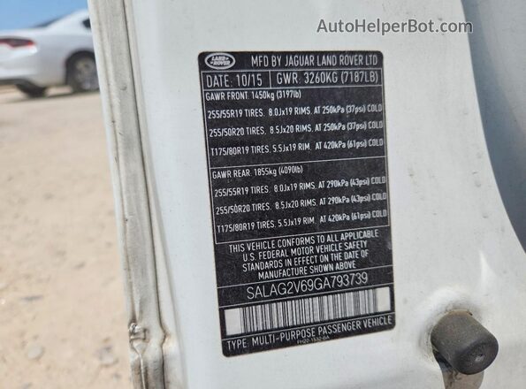 SALAG2V69GA793739 2016 LAND ROVER LR4 White VIN sticker view